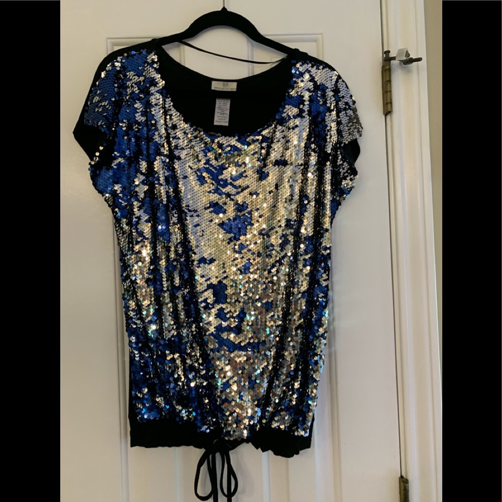 Sequined, black, blue & silver tunic